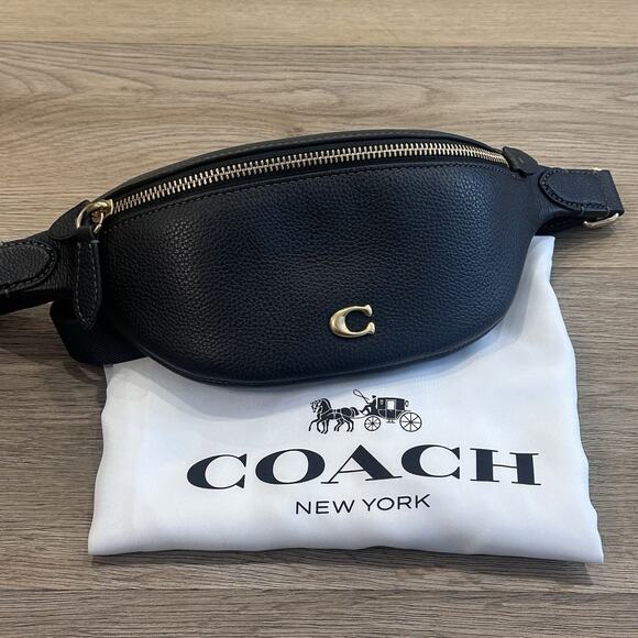 Coach NWT Essential Belt Bag Fanny Pack Black Leather RARE Discontinued CR507 - Picture 2 of 12